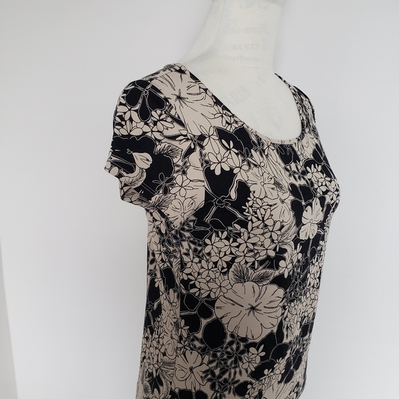 Apostrophe floral black/beige stretch top small - Picture 3 of 8